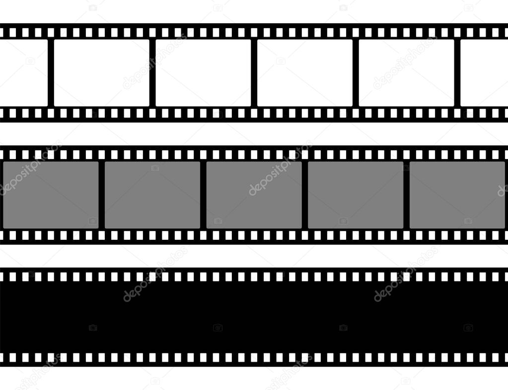 Film strips collection. Old retro cinema strip. Vector photo frame