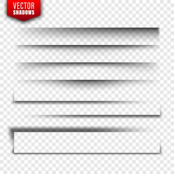 Vector Shadows set. Pagina verdelers op transparante achtergrond. Realistische geïsoleerde schaduw. Vector illustratie. — Stockvector