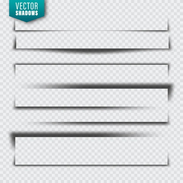 Vector Shadows set. Pagina verdelers op transparante achtergrond. Realistische geïsoleerde schaduw. Vector illustratie. — Stockvector