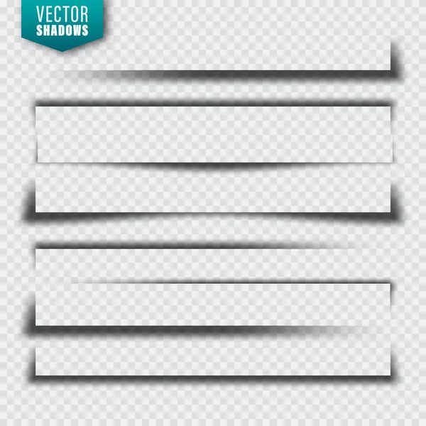 Sombras vectoriales establecidas. Divisores de página sobre fondo transparente. Sombra aislada realista. Ilustración vectorial . — Archivo Imágenes Vectoriales