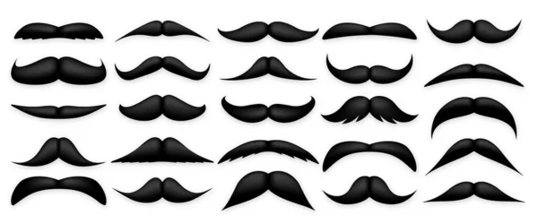 Mustache collection. Vintage moustache isolated on white. Facial hair. Hipster beard. Vector illustration. — Stock Vector