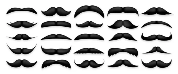 Mustache collection. Vintage moustache isolated on white. Facial hair. Hipster beard. Vector illustration. — Stock Vector