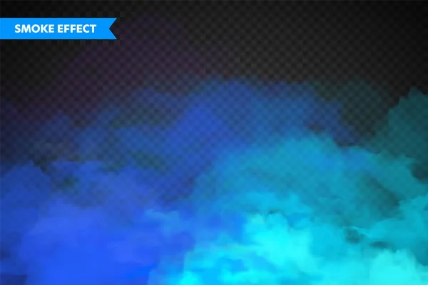 Nuages de fumée colorés réalistes, effet brouillard. Brouillard isolé sur fond transparent. Vapeur dans l'air, flux de vapeur. Illustration vectorielle. — Image vectorielle