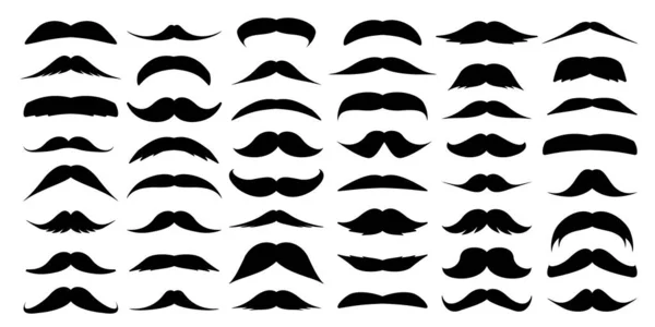 Une collection de moustache. Moustache vintage isolée sur blanc. Cheveux faciaux. Barbe d'hipster. Illustration vectorielle . — Image vectorielle