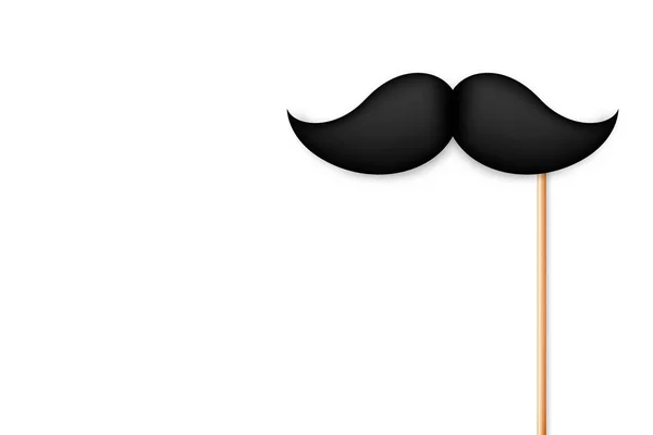 Um bigode falso e realista num pau. bigode de papel vintage isolado no fundo branco. Ilustração vetorial . — Vetor de Stock