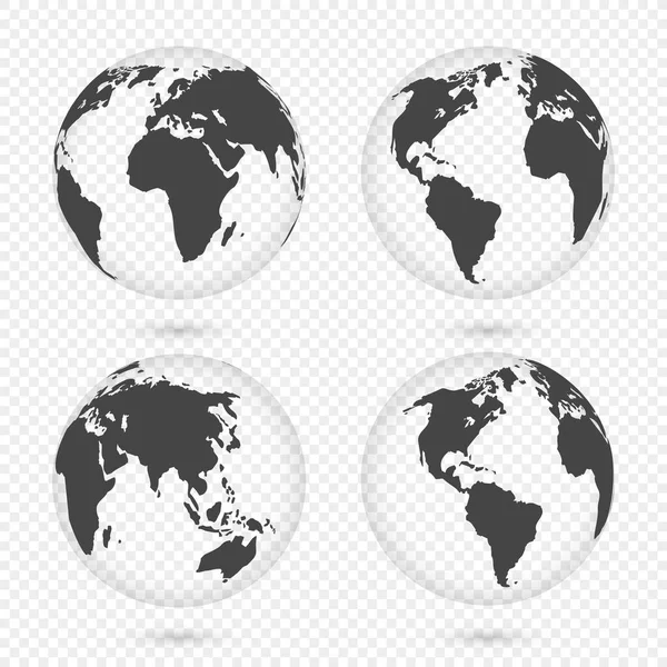 Земной шар. Набор карт мира. Планета с континентами. Африка, Азия, Австралия, Европа, Северная Америка и Южная Америка . — стоковый вектор