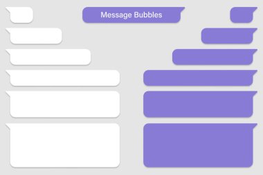 Boş vektör mesaj baloncukları. Sohbet ya da haberci konuşma balonu. SMS metin çerçevesi. Kısa mesaj gönderiliyor.