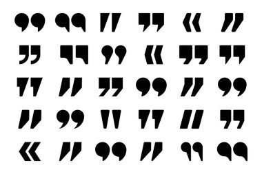 Tırnak işareti vektör koleksiyonu. Alıntı simgesi. Konuşma işareti sembolü.