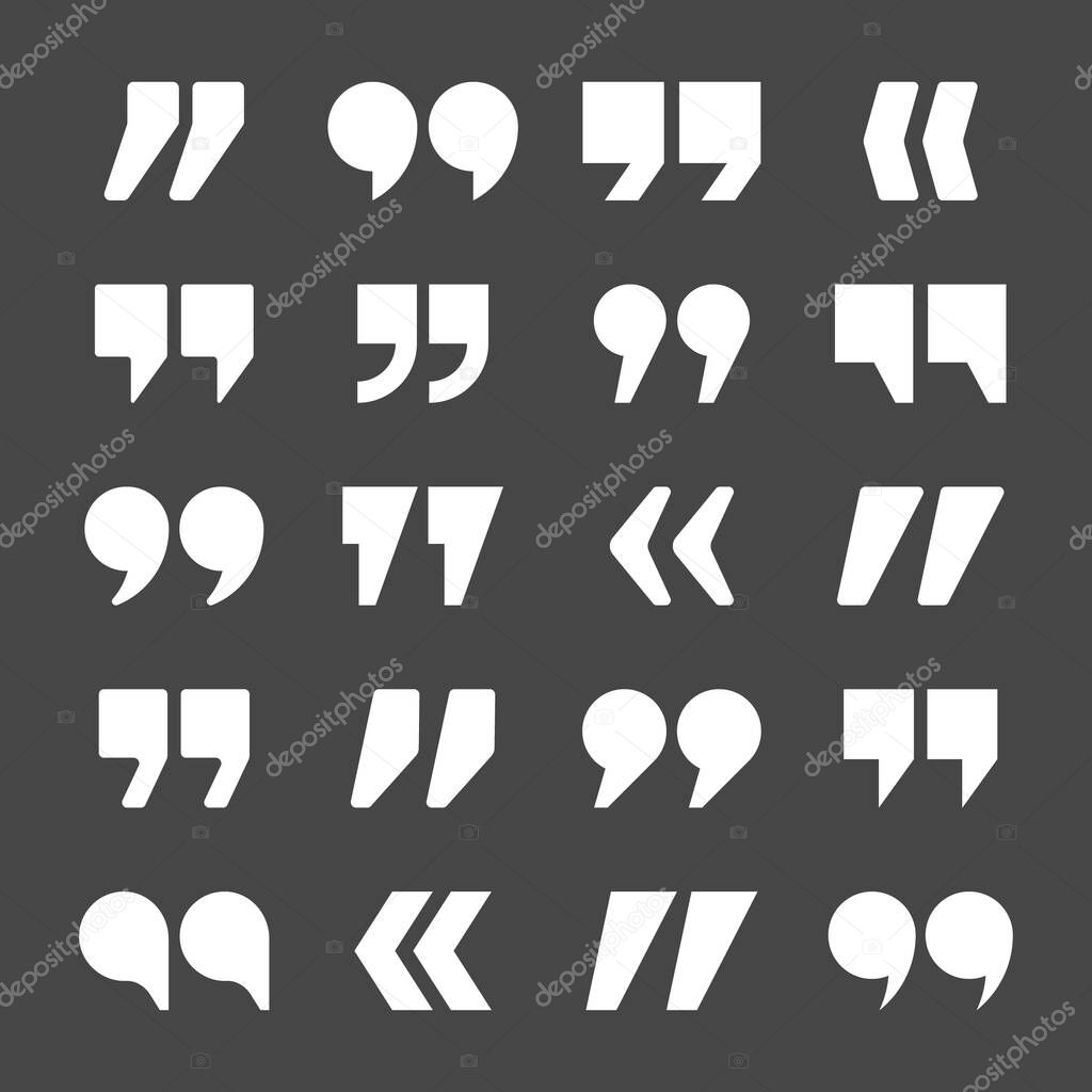 Quotation marks vector collection. Quotes icon. Speech mark symbol.