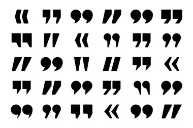 Tırnak işareti vektör koleksiyonu. Alıntı simgesi. Konuşma işareti sembolü.