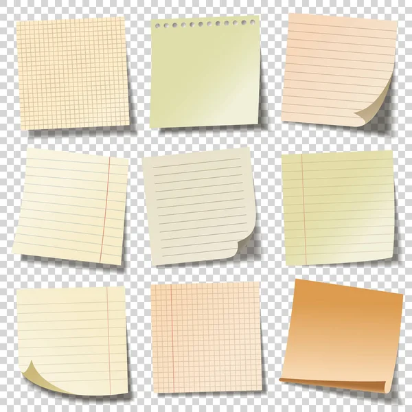 Realistic blank sticky notes. Colored sheets of note papers. Paper reminder. Vector illustration. — Stock Vector