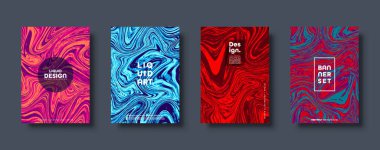 Renkli soyut geometrik arkaplan. Sıvı dinamik değişim dalgaları. Akışkan mermer dokusu. Modern kapaklar hazır. Vektör illüstrasyonu.