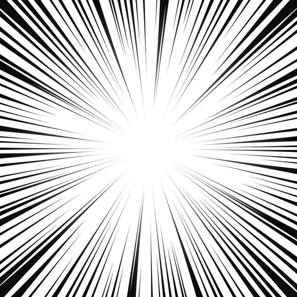 Çizgi roman radyal çizgileri. Hareketli çizgi roman arka planı, hız çizgileri. Vektör illüstrasyonu.