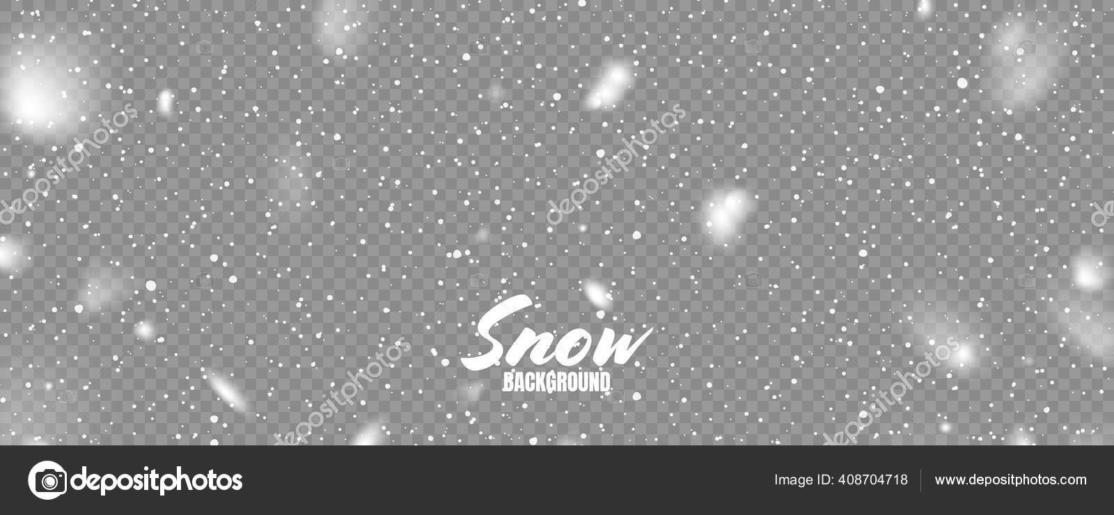 Реалистичный Падающий Снег Со Снежинками. Зимний Прозрачный Фон.