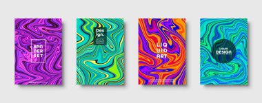 Renkli soyut geometrik arkaplan. Sıvı dinamik değişim dalgaları. Akışkan mermer dokusu. Modern kapaklar hazır. Vektör illüstrasyonu.