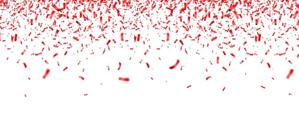 Kerstmis, Valentijnsdag rode confetti op witte achtergrond. Vallende glanzende glitter. Feestelijke vormgevingselementen. — Stockvector