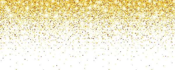 Brillante brillo dorado sobre fondo vectorial blanco. Caída de Confetti Brillante con fragmentos de oro. Efecto de luz brillante para la tarjeta de felicitación de Navidad o Año Nuevo. — Archivo Imágenes Vectoriales