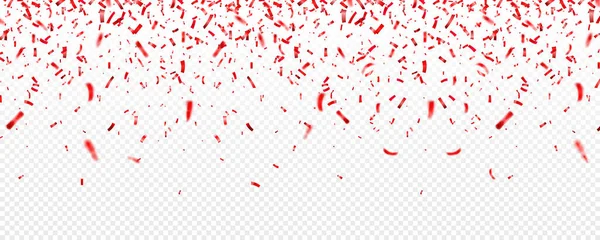Jul, Alla hjärtans dag röd konfetti på transparent bakgrund. Fallande glänsande glitter. Designelement för festliga fester. — Stock vektor