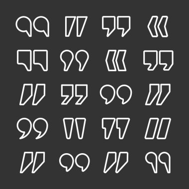 Tırnak işareti vektör koleksiyonu. Alıntı simgesi. Konuşma işareti sembolü.