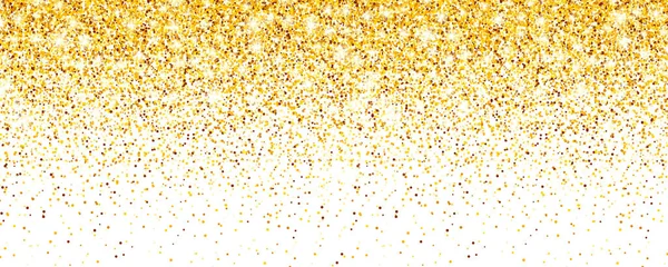 Brillante Glitter dorato su sfondo vettoriale bianco. Caduta di brillanti Confetti con schegge d'oro. Brillante effetto luce per Natale o Capodanno Biglietto di auguri. — Vettoriale Stock