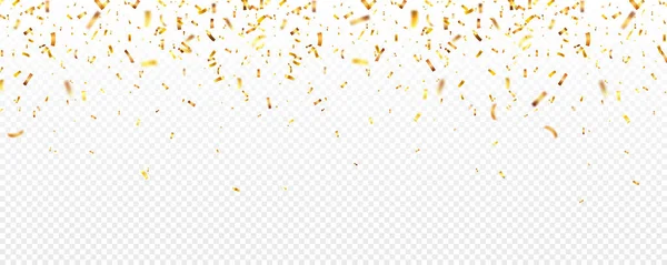 Guldkonfetti till jul. Fallande glänsande glitter i guldfärg. Nytt år, födelsedag, alla hjärtans dag designelement. Semesterbakgrund. — Stock vektor