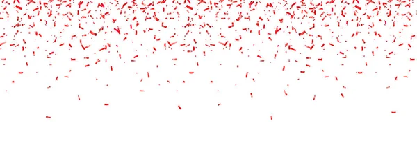 Kerstmis, Valentijnsdag rode confetti op witte achtergrond. Vallende glanzende glitter. Feestelijke vormgevingselementen. — Stockvector