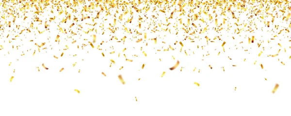 Kerst gouden confetti. Vallende glanzende glitter in gouden kleur. Nieuwjaar, verjaardag, Valentijnsdag design element. Vakantie achtergrond. — Stockvector