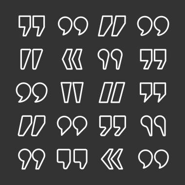 Tırnak işareti vektör koleksiyonu. Alıntı simgesi. Konuşma işareti sembolü.