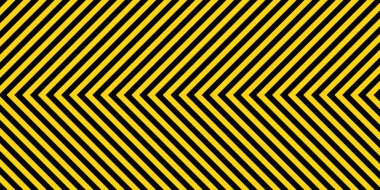 Sarı ve siyah köşegen çizgileri olan uyarı işareti. Dikkat, tehlike ya da uyarı sembolü. İnşaat alanı tabelası, yol güvenliği uyarısı, tehlike bayrağı, güvenlik alarmı kalkanı. Vektör illüstrasyonu.