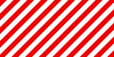 Kırmızı ve beyaz köşegen çizgileri olan uyarı işareti. Dikkat, tehlike ya da uyarı sembolü. İnşaat alanı tabelası, yol güvenliği uyarısı, tehlike bayrağı, güvenlik alarmı kalkanı. Vektör illüstrasyonu.