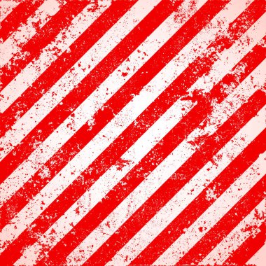 Kırmızı ve beyaz köşegen çizgileri olan uyarı işareti. Dikkat, tehlike ya da uyarı sembolü. İnşaat alanı tabelası, yol güvenliği uyarısı, tehlike bayrağı, güvenlik alarmı kalkanı. Vektör illüstrasyonu.