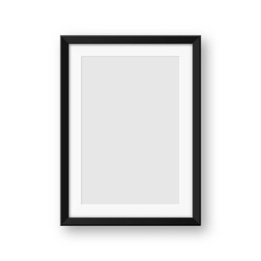 Gerçekçi boş resim çerçeveleri koleksiyonu. Sanat, fotoğraf ya da reklam için modern poster modeli. Sanat galerileri, iç dekorasyon ve markalaşma için mükemmel. Vektör illüstrasyonu.