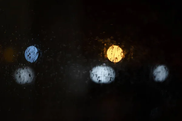 Gotas Lluvia Ventana Noche — Foto de Stock