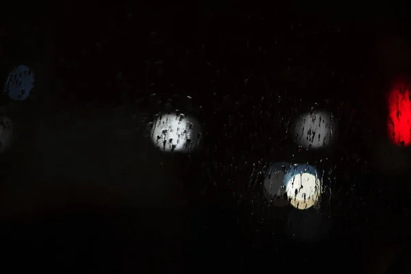 Raindrops Night Window — Stock Photo, Image