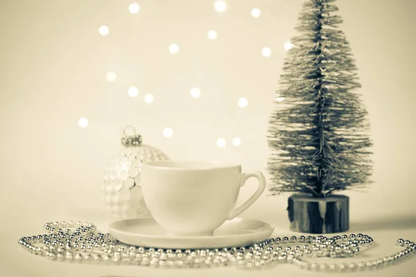 Christmas coffee or tea. Christmas background. — Stock Photo, Image