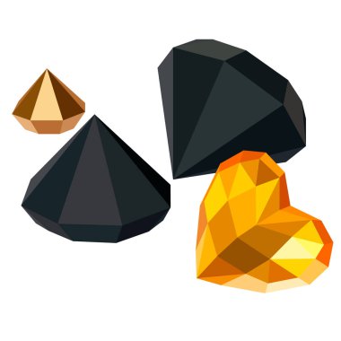 Kalp düşük poli. Beyaz arka plan üzerinde origami kalp. Soyut poligonal kalp. Aşk sembolü.