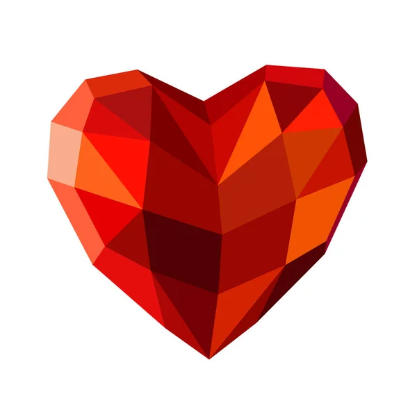 Corazón Poli Bajo Corazón Poligonal Abstracto Corazón Origami Sobre Fondo — Vector de stock