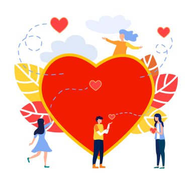 Vererek ve sevgi kişilerle paylaşma kavramını. Bir kalp sembolü holding eller. Düz tasarım, vektör çizim.