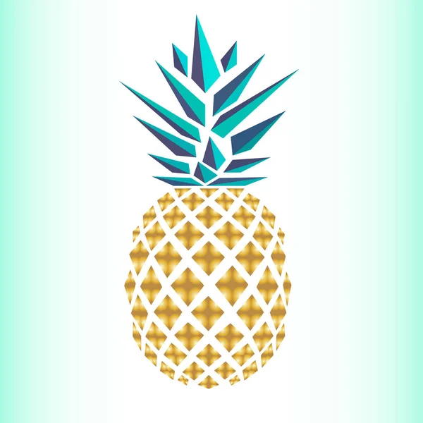 Piña Aislada Sobre Fondo Blanco Piña Estilo Low Poly Primer — Vector de stock