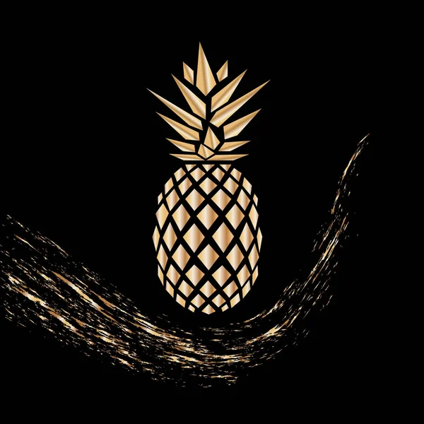 Piña Aislada Sobre Fondo Blanco Piña Estilo Low Poly Primer — Vector de stock