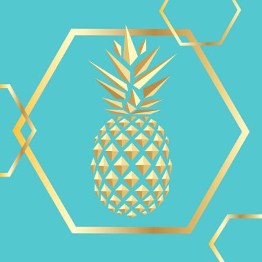 Ananas yakın çekim. Altın ananas düşük Poli. Bir tu üzerinde ananas
