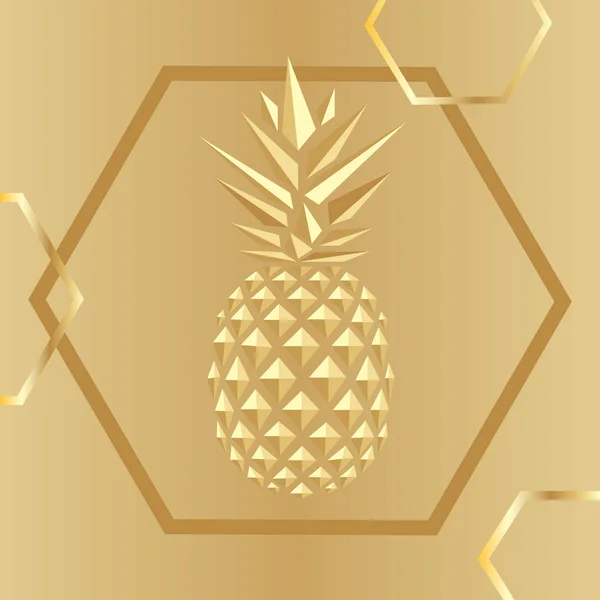 Primer plano de piña. Piña dorada de poli bajo. Piña en una co — Vector de stock