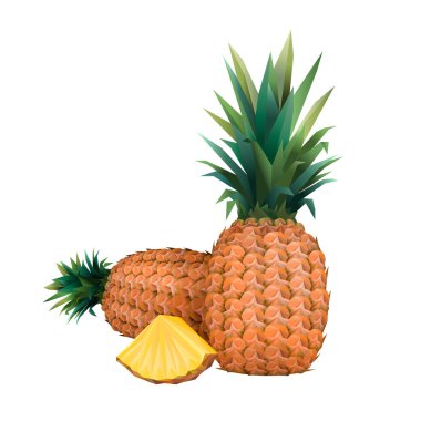 Ananas. Ananas ve beyaz arka plan üzerinde izole dilim. PIN