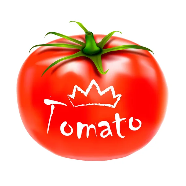 토마토 주스와 유리입니다. 토마토 근접 촬영입니다. 빨간 토마토. — 스톡 벡터