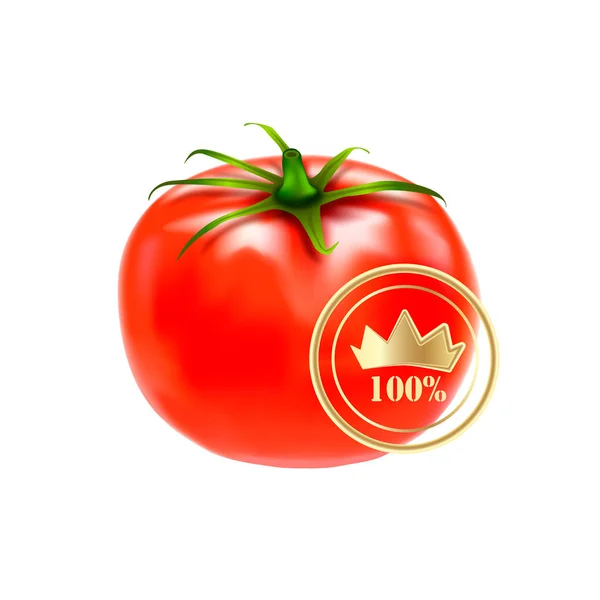 토마토 주스와 유리입니다. 토마토 근접 촬영입니다. 빨간 토마토. — 스톡 벡터