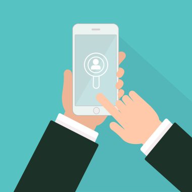 Akıllı telefonu elinize tutun. El simgesi cep telefonu. Telefon simgesi 