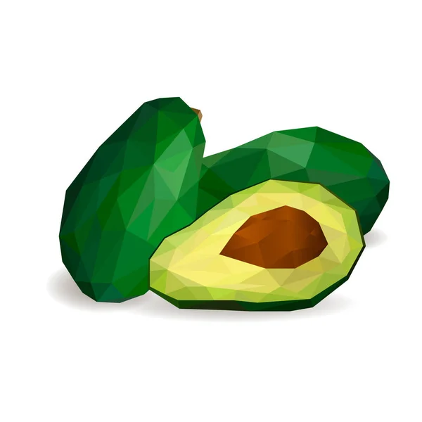 Avocado. Polygonal fruit - avocado. Polygonal fruit. Low poly st — Stock Vector
