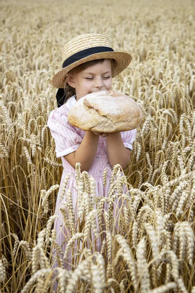 Buğday kulakları arka planda ekmek ile Sepet. Fırın produc