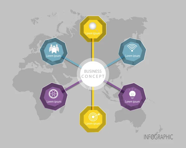 Vektor Infografik Kreis Polygon Etikett Vorlage Design Geschäftskonzept Mit Icon — Stockvektor