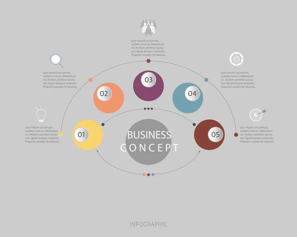 Vektor Infografik Kreis Etikettenschablone Design Geschäftskonzept Mit Symbol Und Nummer — Stockvektor